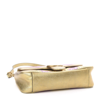 Gucci Metallic Calfskin Matelasse Small GG Marmont Shoulder Bag Gold Pink 4 of 11