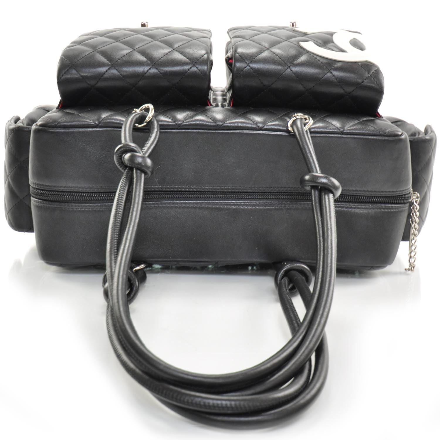 Chanel Calfskin Quilted Large Cambon Multipocket Reporter Black White 6 of 15