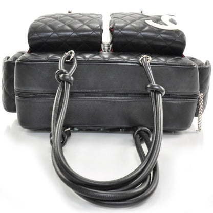 Chanel Calfskin Quilted Large Cambon Multipocket Reporter Black White 6 of 15