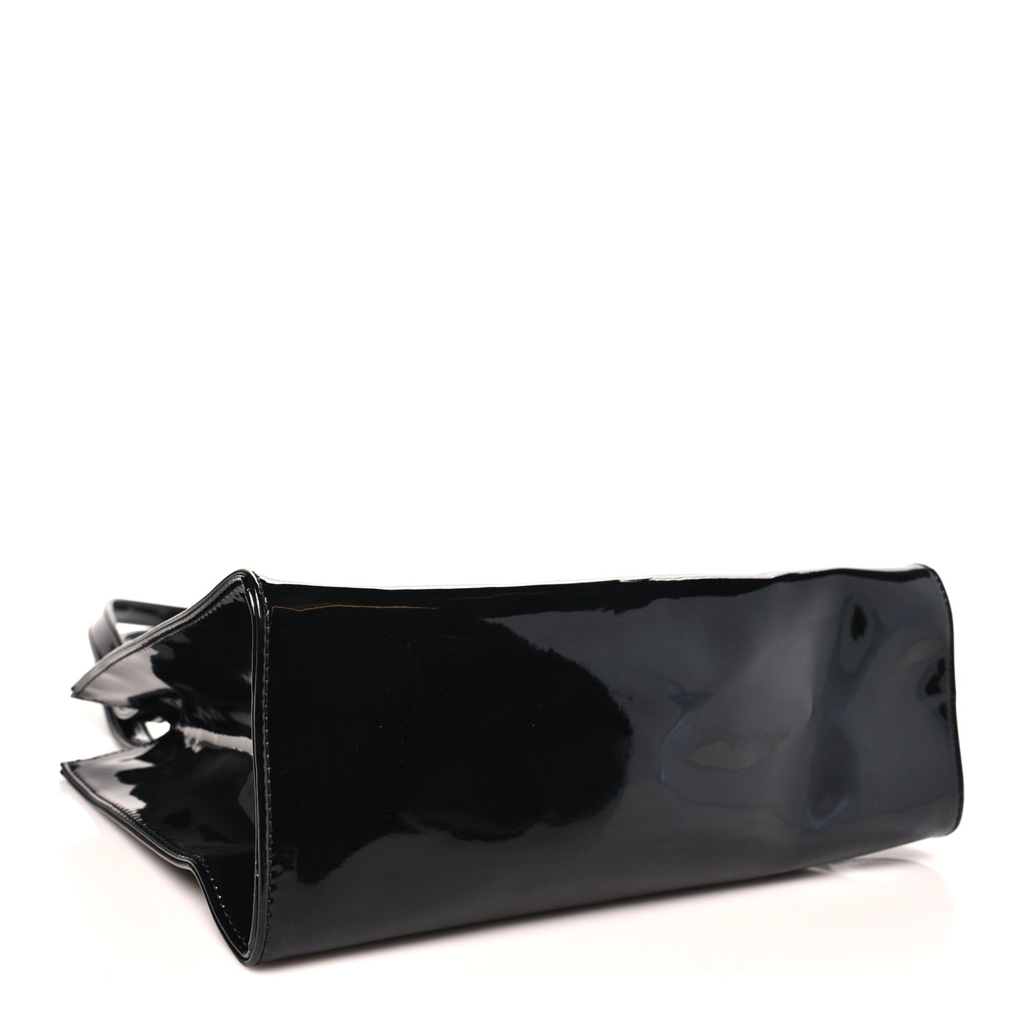 Patent Vegan Leather Shmedium Shopping Bag Black