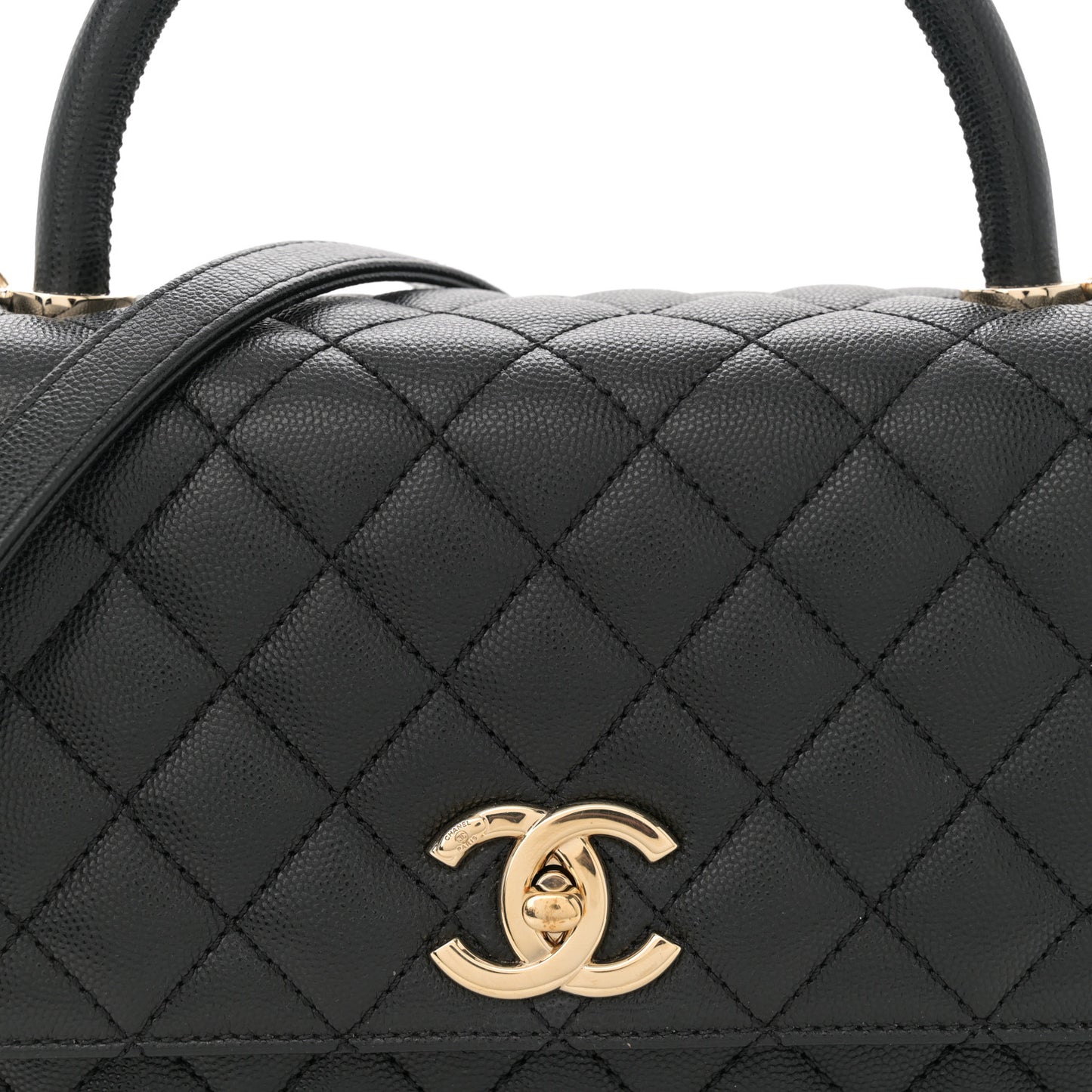 Caviar Quilted Small Coco Handle Flap Black
