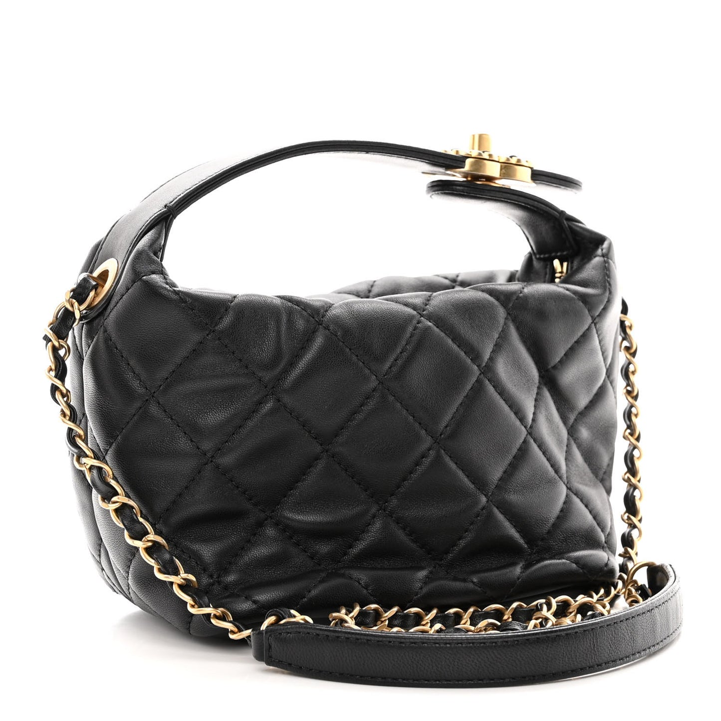 Lambskin Quilted Small Perfect Meeting Hobo Black