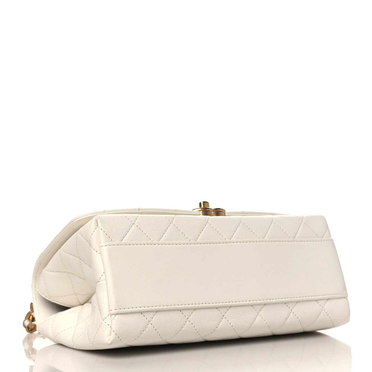 Lambskin Quilted La Parisienne Top Handle Flap White