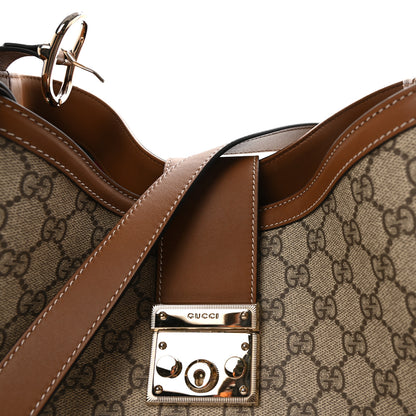 Gucci GG Icon Monogram Padlock Shoulder Bag Beige Dark Brown 7 of 9