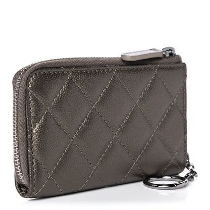Chanel Metallic Caviar Quilted Key Holder Case Bronze 3 of 7