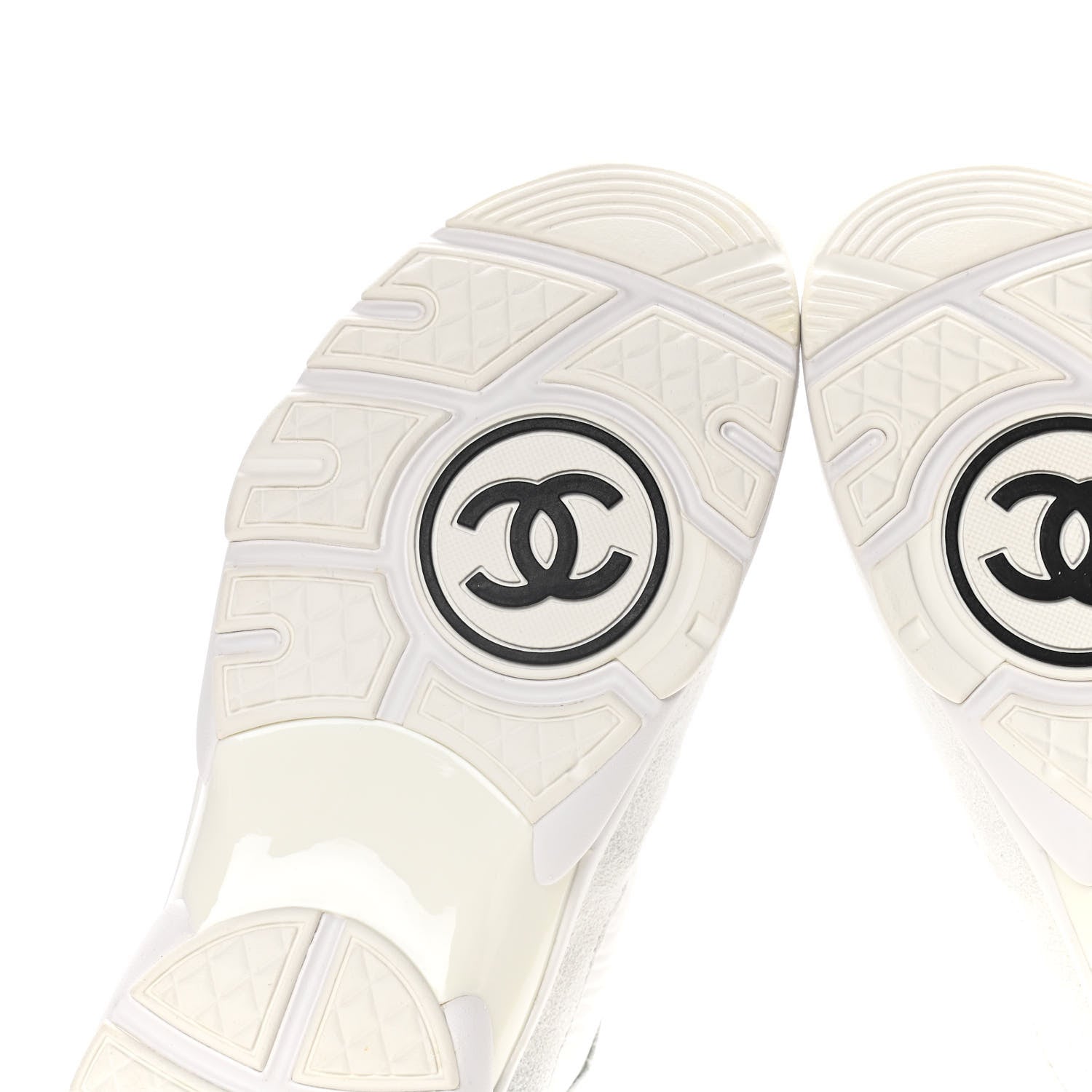 Chanel Nylon Calfskin Suede Fabric CC Sneakers 40 White 8 of 10