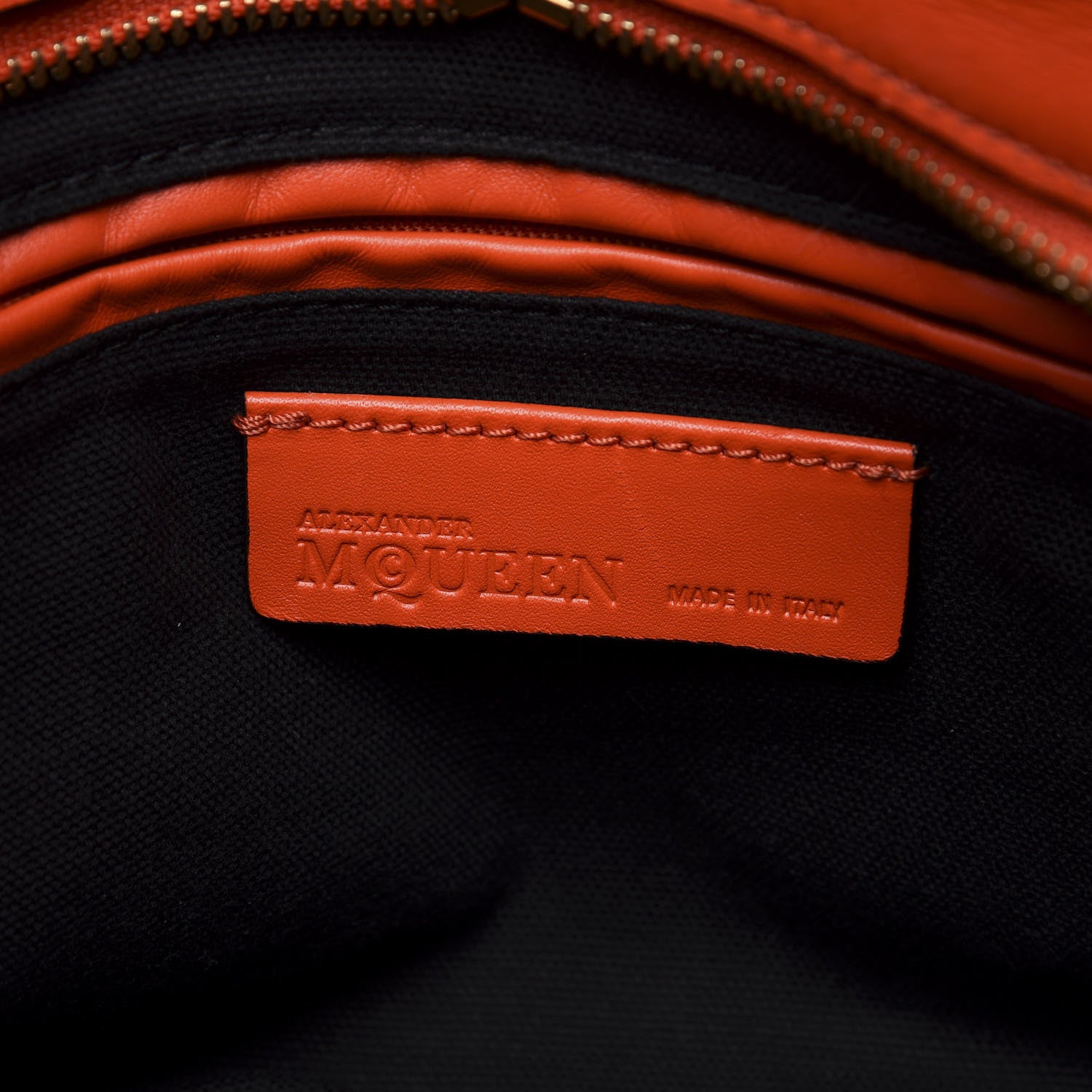 Alexander McQueen Calfskin Small Skull Padlock Zip Around Tote Orange 7 of 11