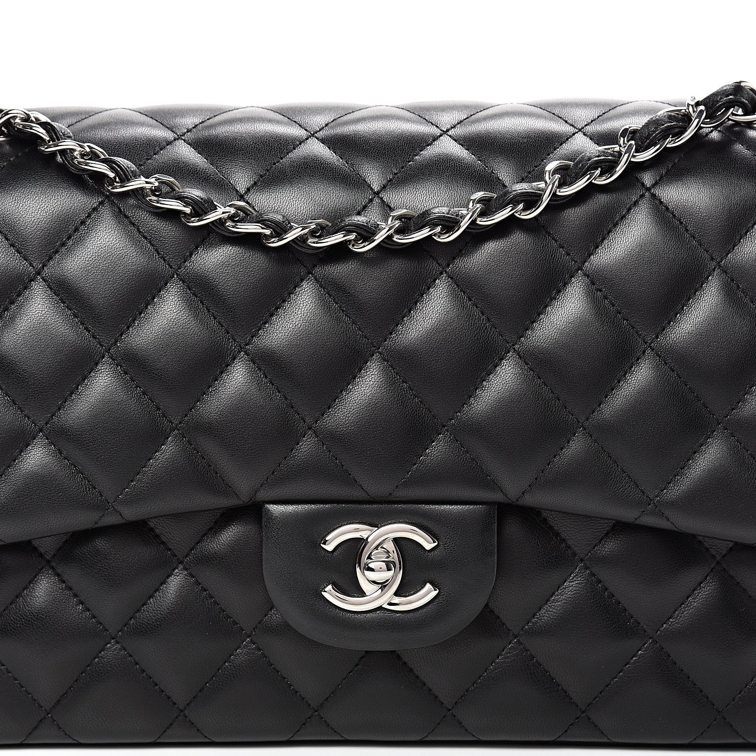 Chanel Lambskin Quilted Jumbo Double Flap Black 7 of 10