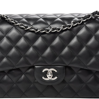 Chanel Lambskin Quilted Jumbo Double Flap Black 7 of 10