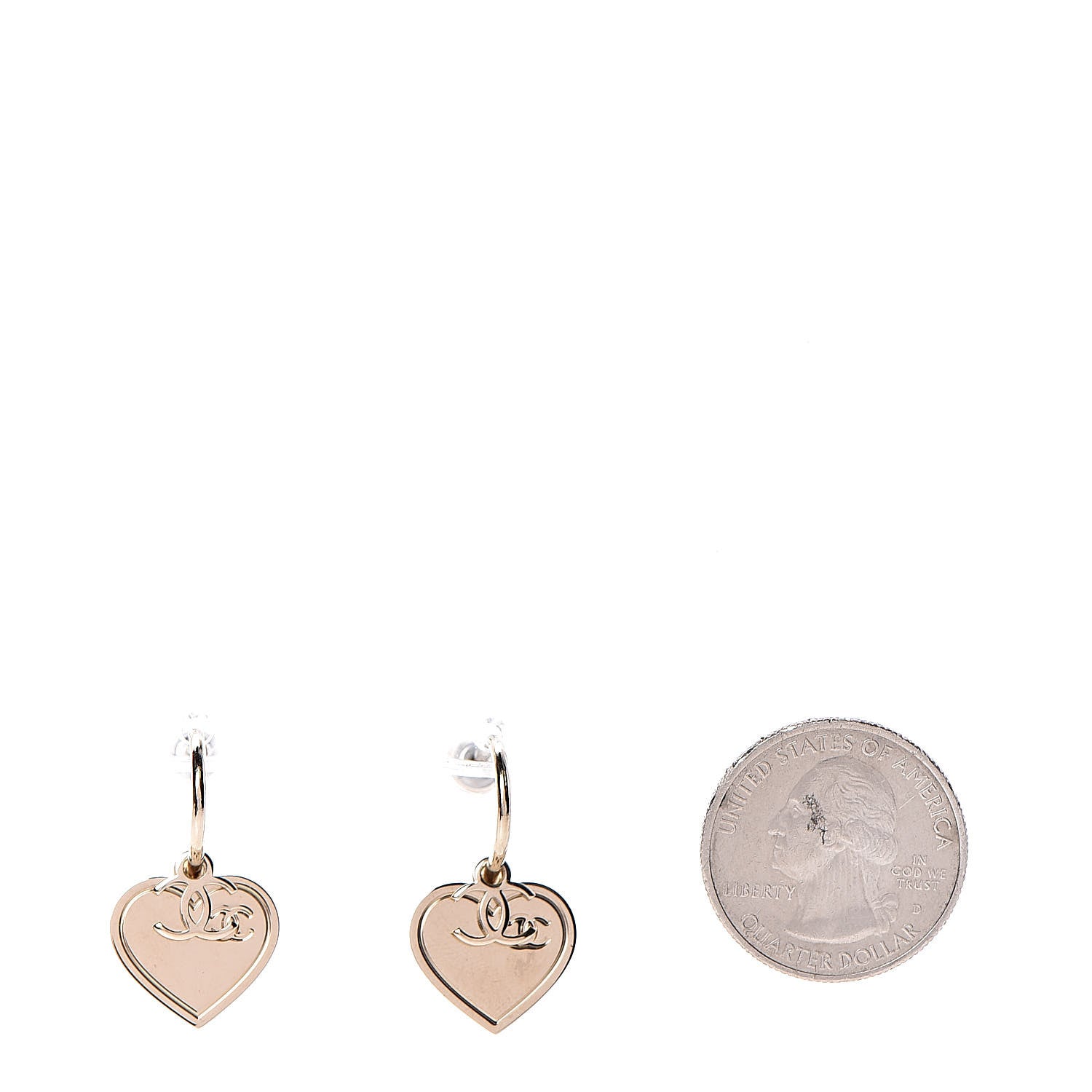 Chanel Heart CC Dangle Earrings Gold 2 of 4