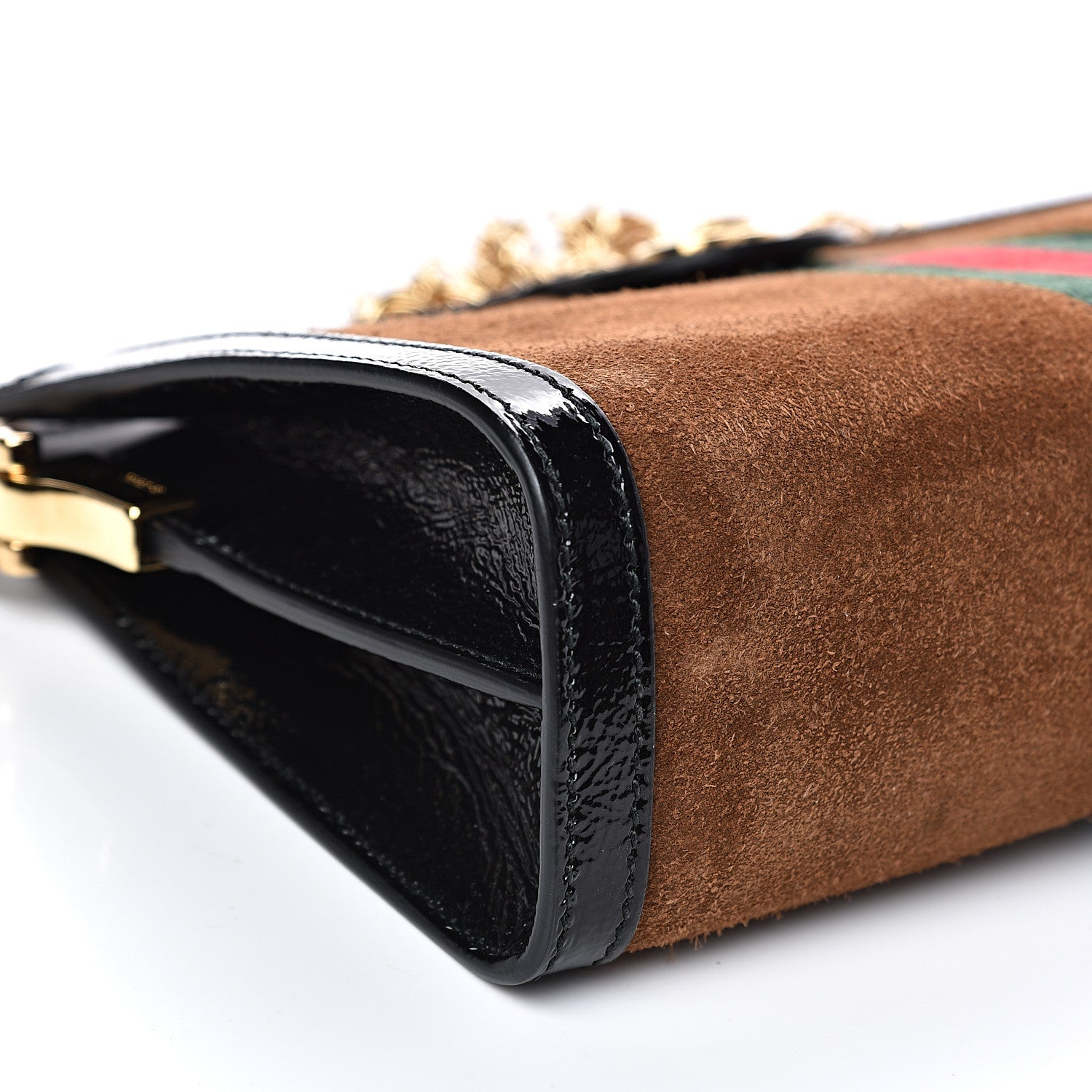 Gucci Suede Patent Web Small Ophidia Chain Shoulder Bag Nocciola Black 8 of 13