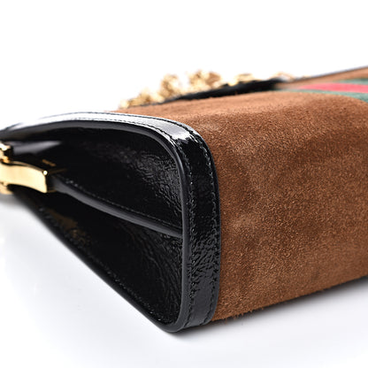 Gucci Suede Patent Web Small Ophidia Chain Shoulder Bag Nocciola Black 8 of 13