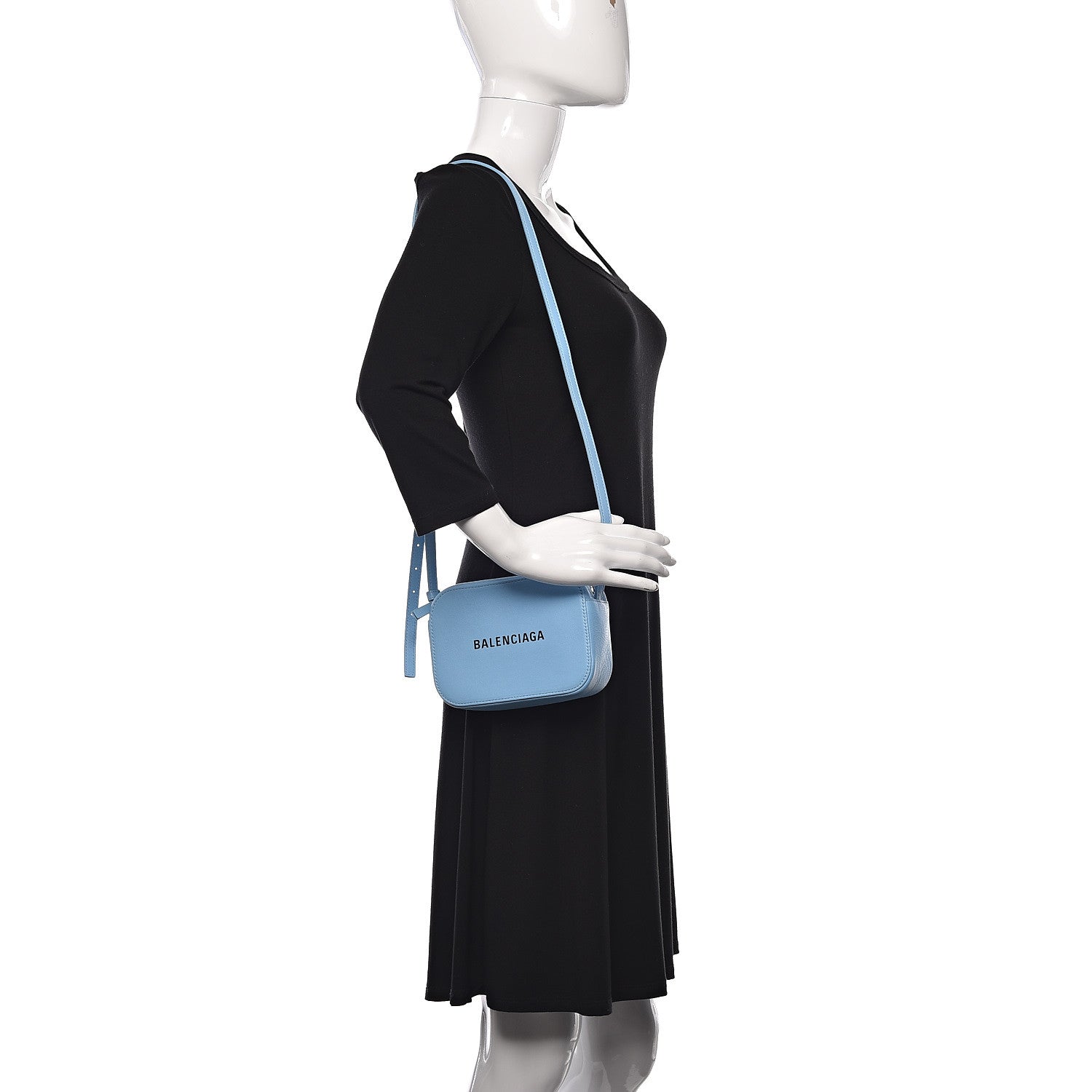 Balenciaga Calfskin XS Everyday Camera Bag Baby Blue Black 2 of 9