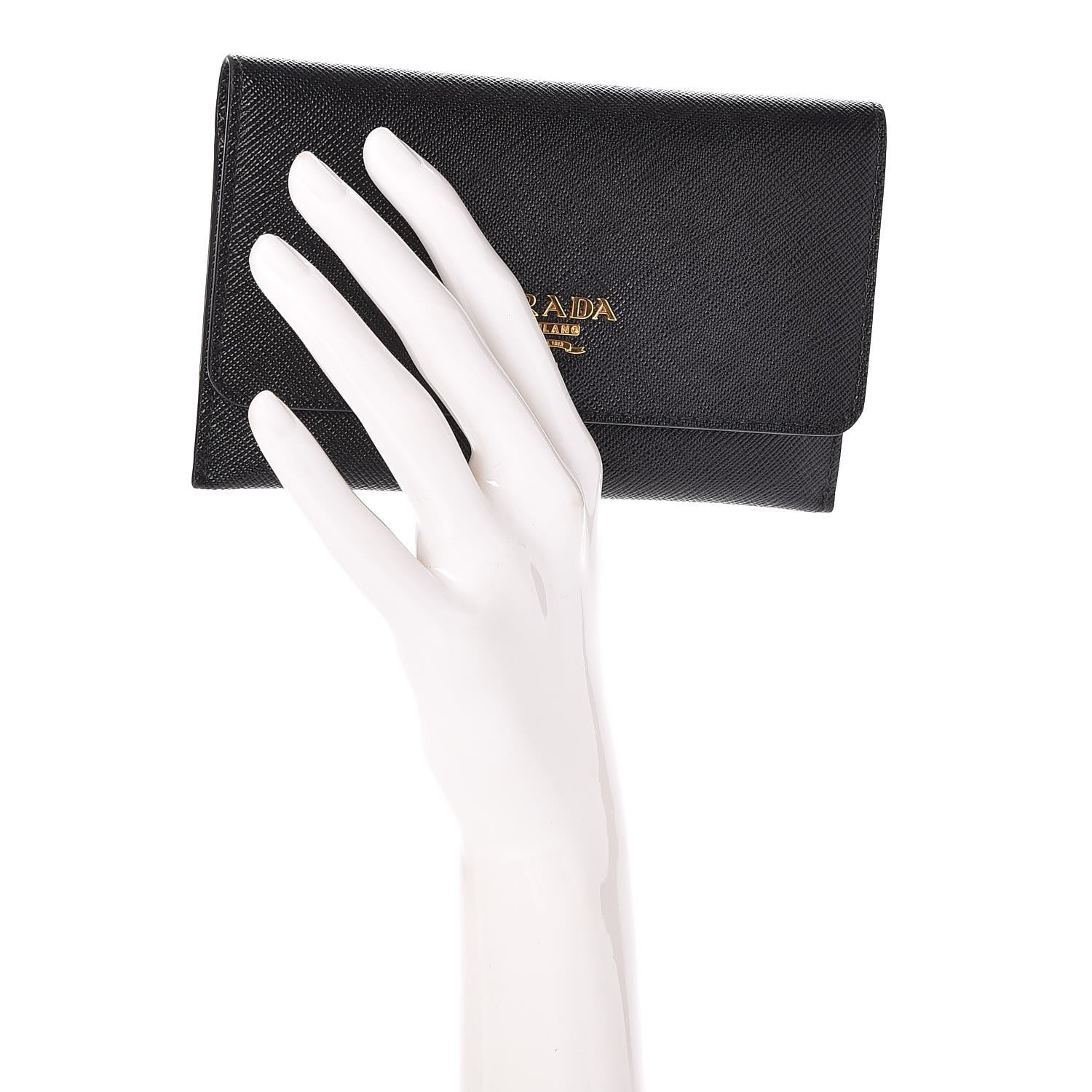 Prada Saffiano Metal Flap Wallet Nero Black 2 of 10