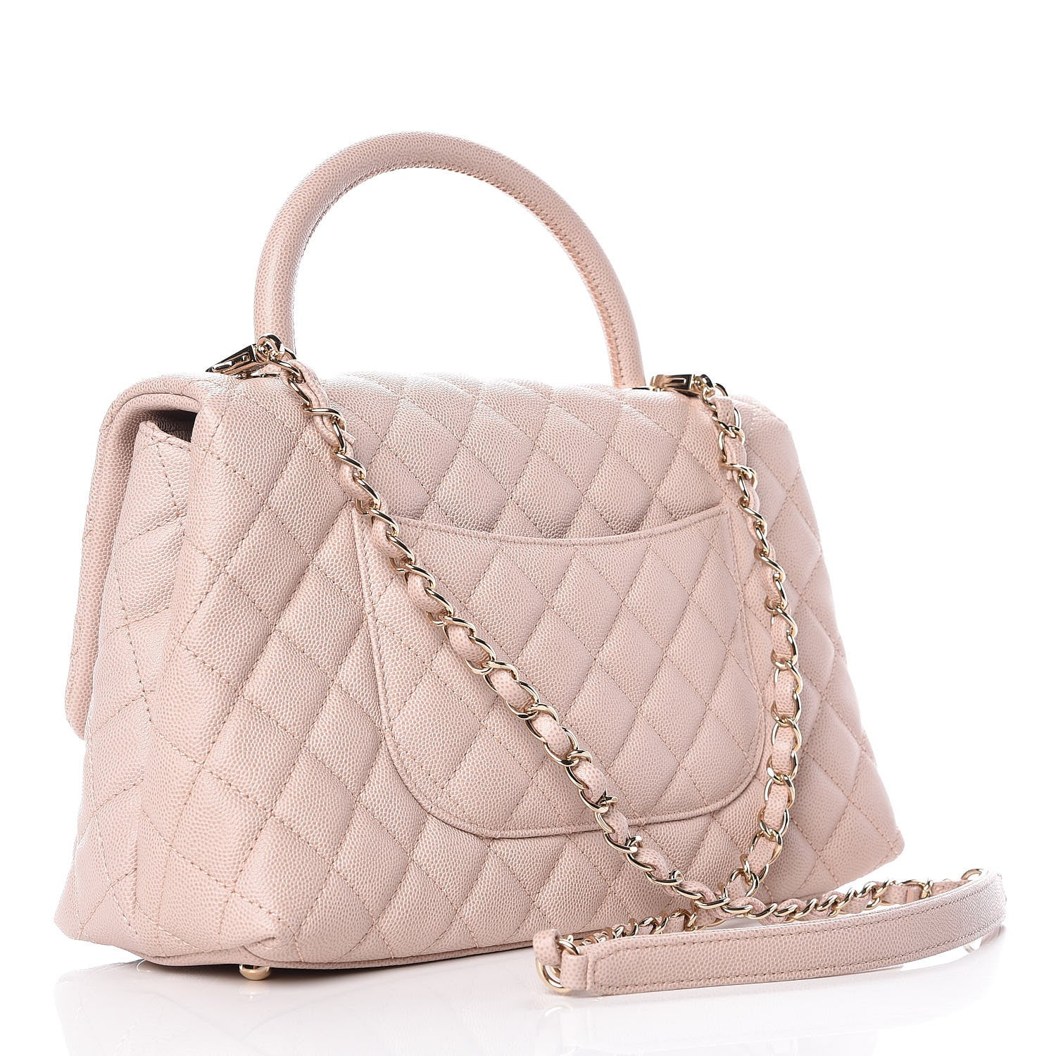 Chanel Caviar Quilted Small Coco Handle Flap Light Beige 4 of 10