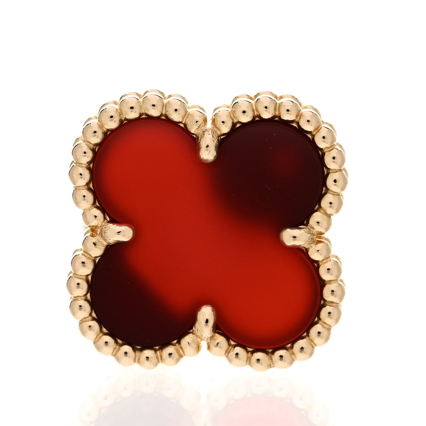 18K Yellow Gold Carnelian Vintage Alhambra Earrings