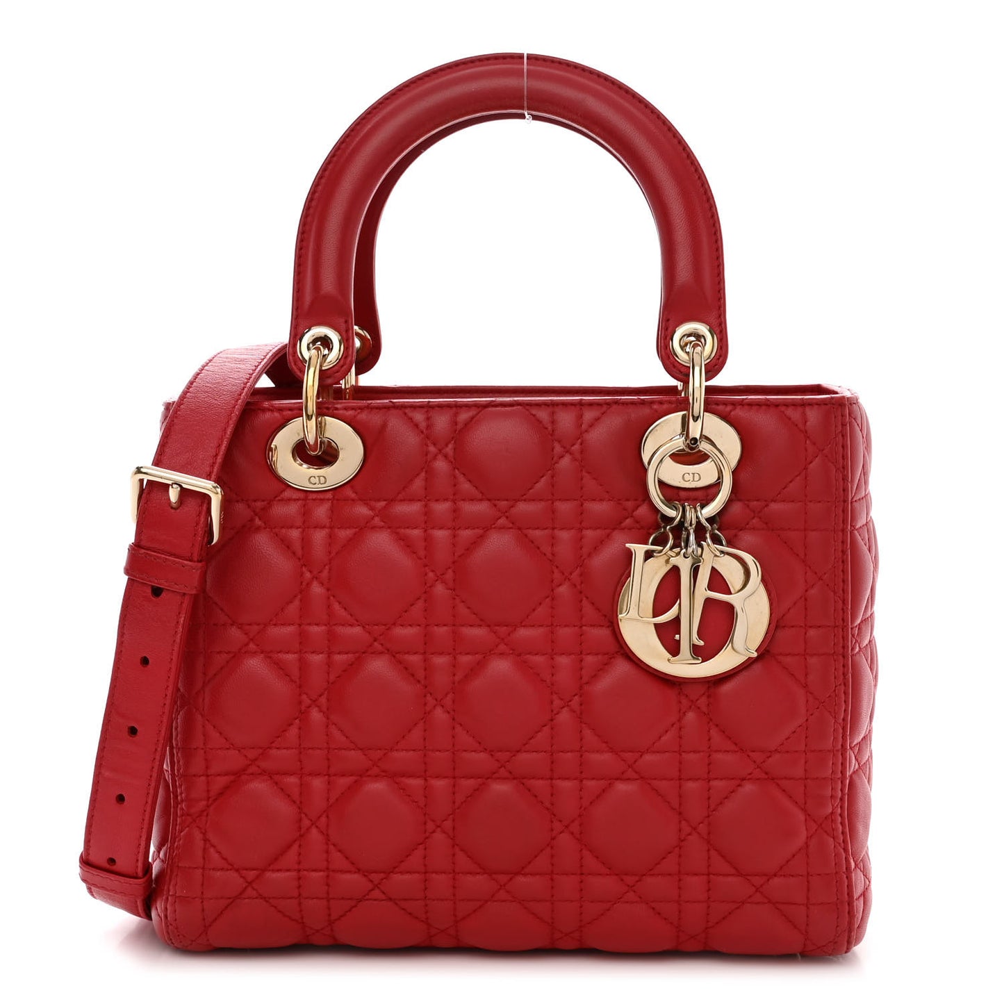 Lambskin Cannage Medium Lady Dior Red