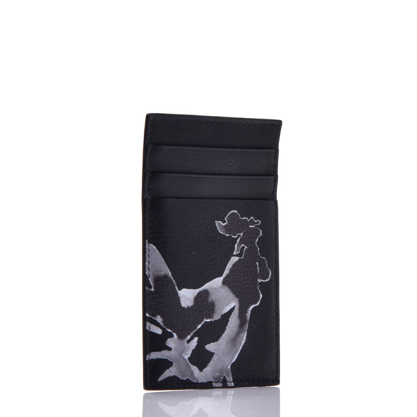 HOMME Calfskin Rooster Card Holder Black Grey