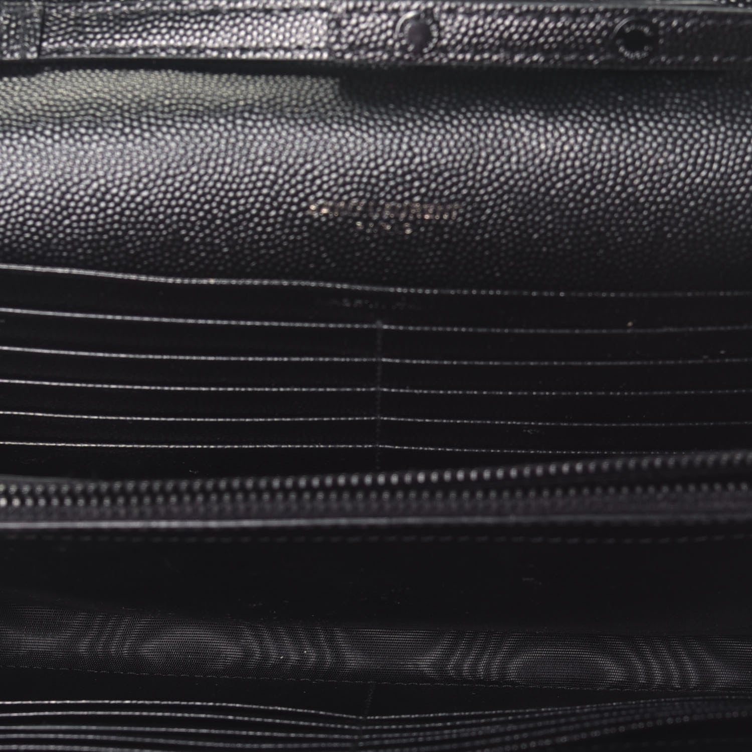 Saint Laurent Grain De Poudre Matelasse Chevron Monogram Chain Wallet Black 5 of 9