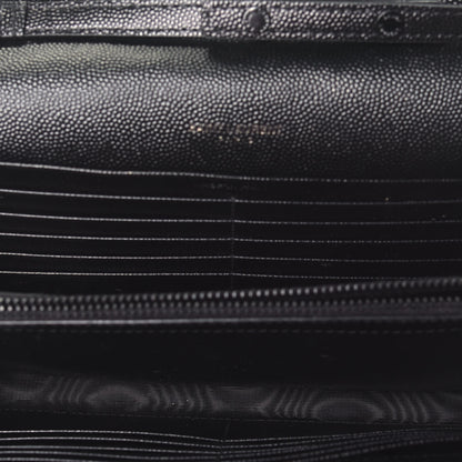 Saint Laurent Grain De Poudre Matelasse Chevron Monogram Chain Wallet Black 5 of 9