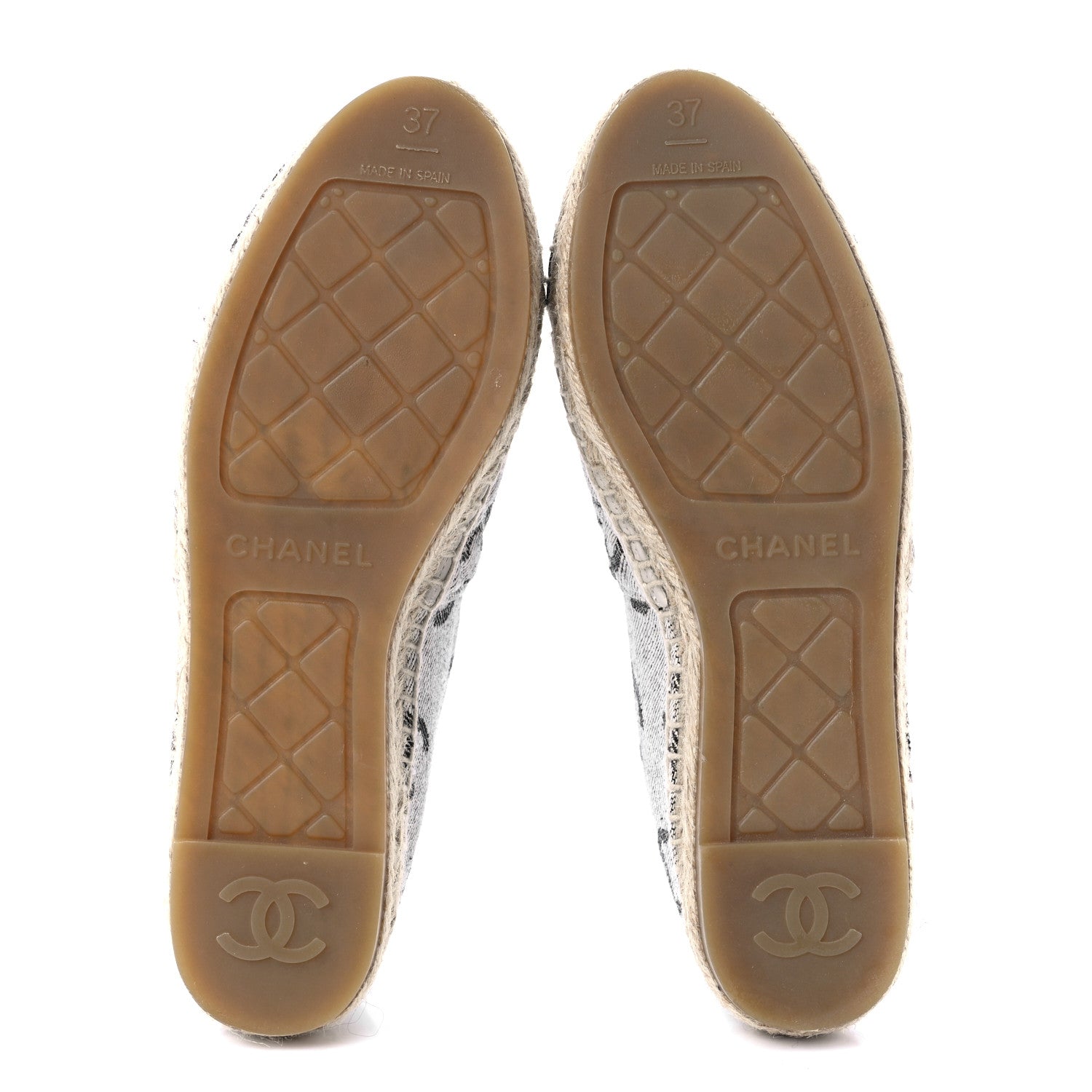 Chanel Cotton Jacquard Grosgrain CC Print Espadrilles 37 Grey Black 7 of 12