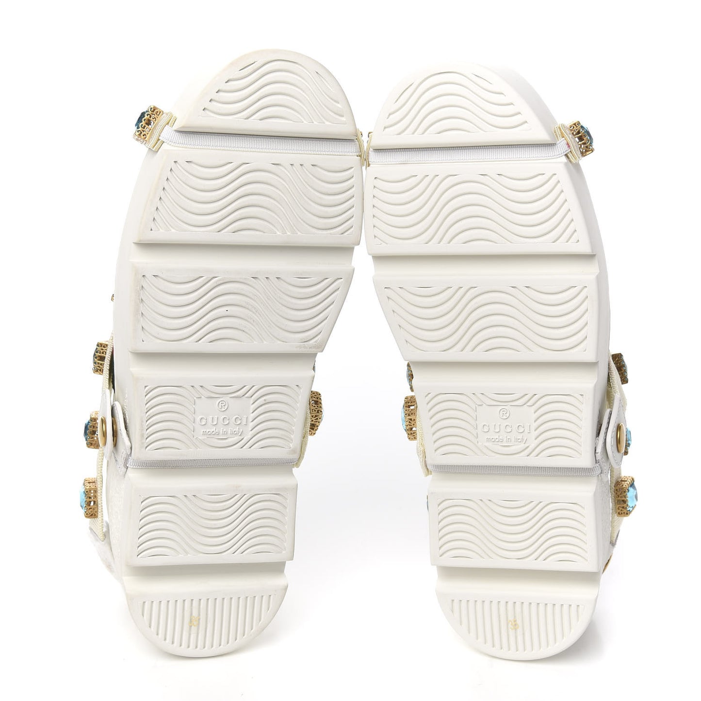 Calfskin Removable Crystals Bee Embroidered Womens Ace Platform Sneakers 35 White