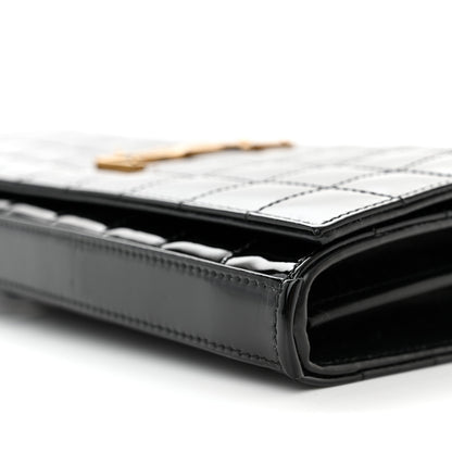 Saint Laurent Patent Carre Quilted Cassandre Chain Wallet Black 9 of 10