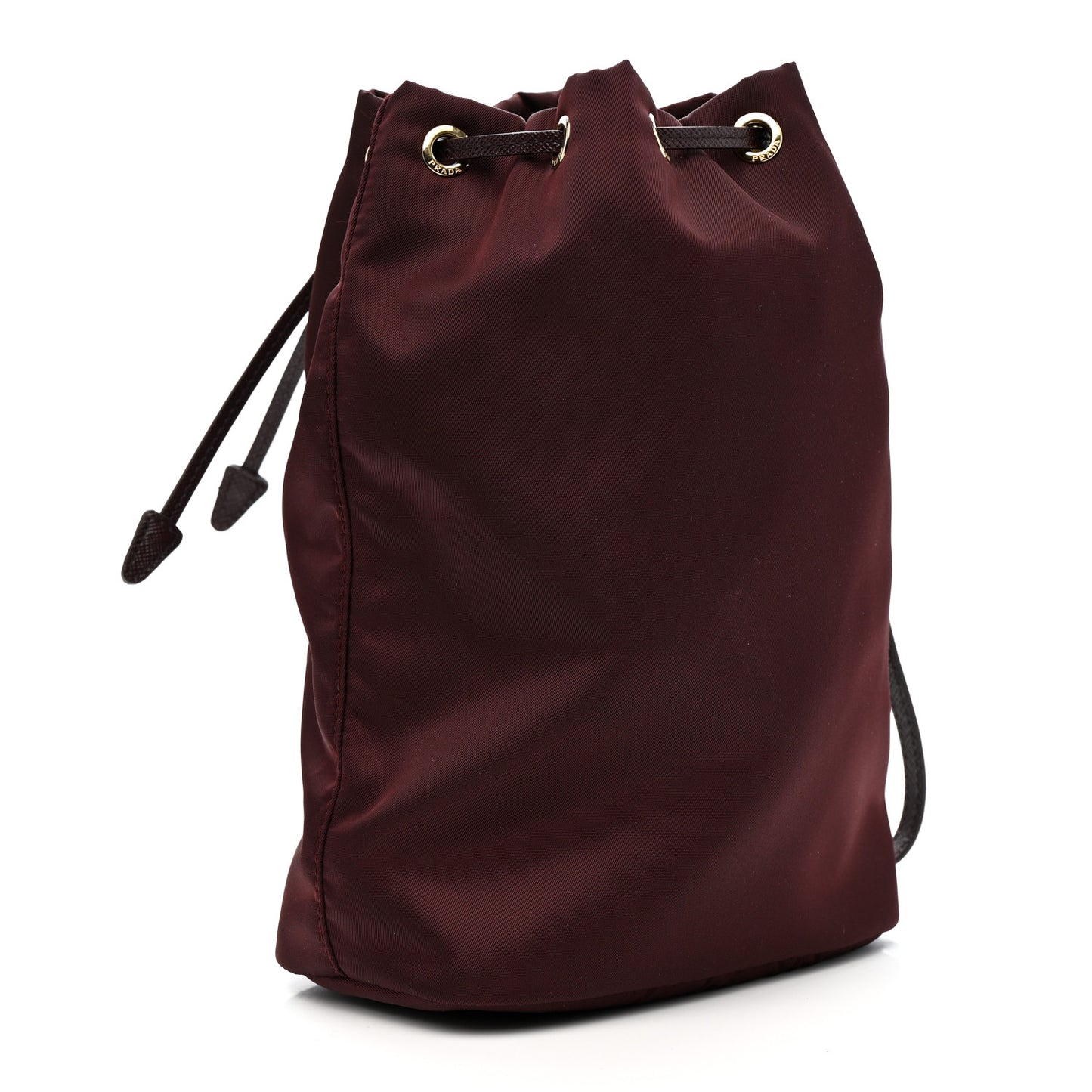 Nylon Vela Drawstring Wristlet Pouch Bordeaux