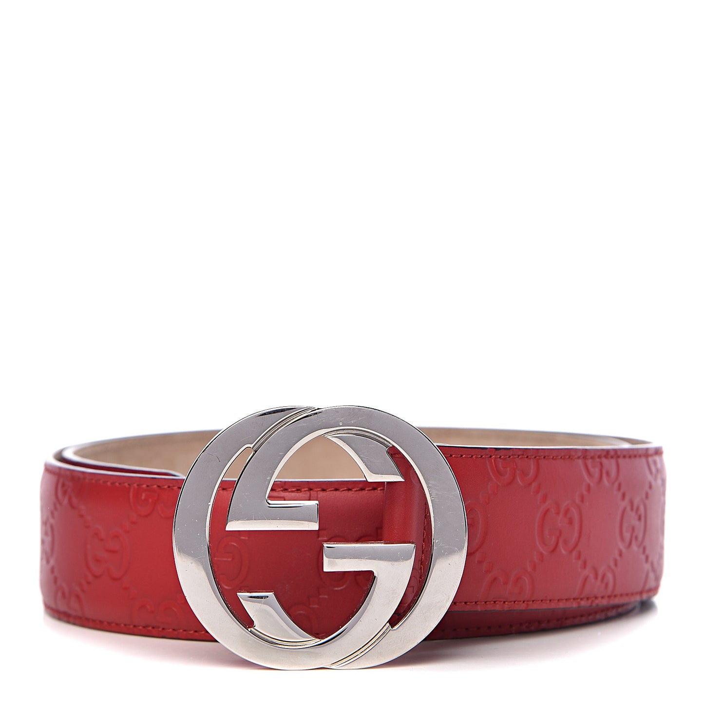 Guccissima Signature Interlocking G 40mm Belt 95 38 Hibiscus Red
