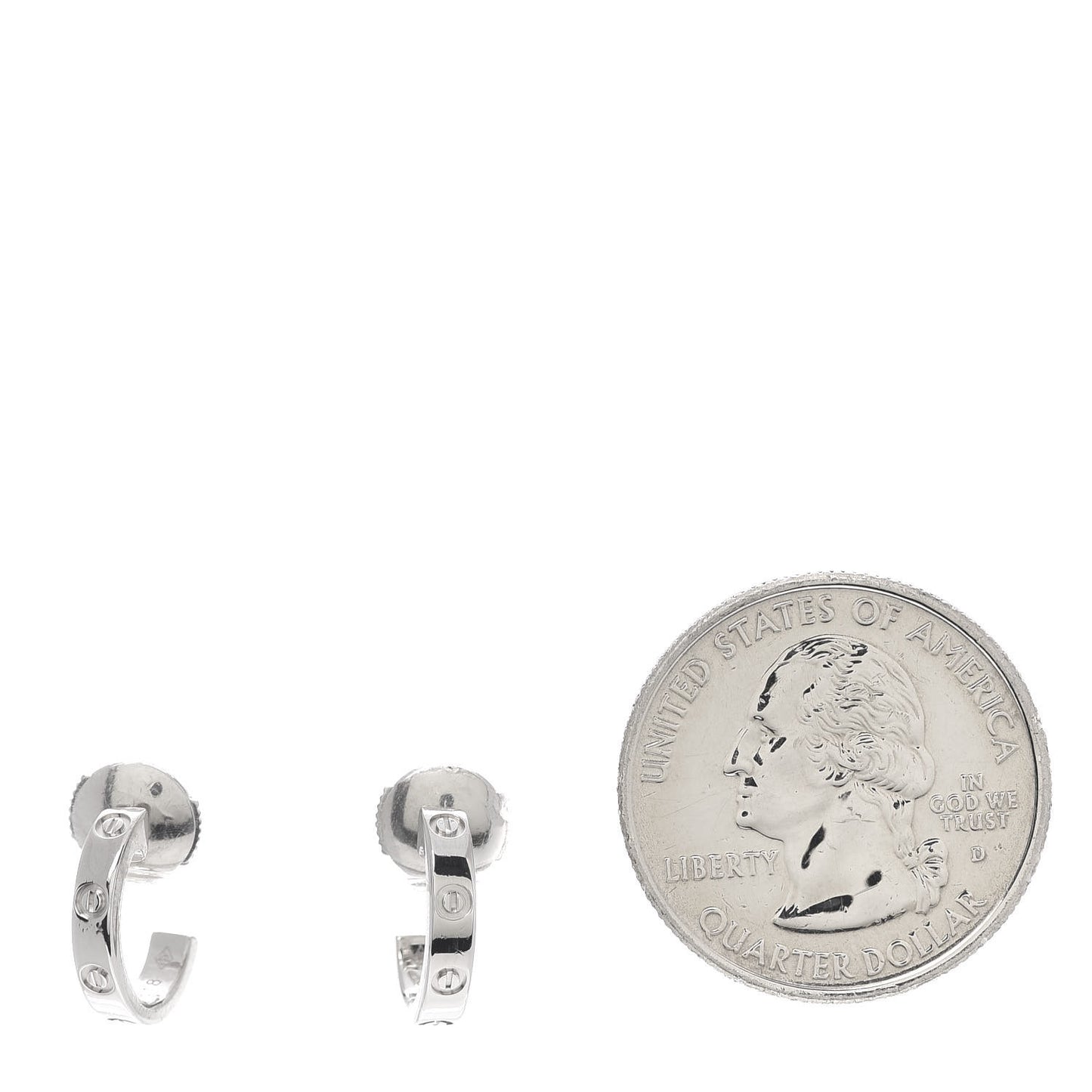 18K White Gold Small LOVE Hoop Earrings