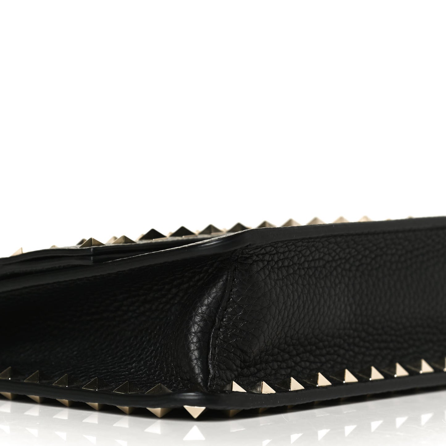 Pebbled Calfskin Rockstud Side Slip Crossbody Black