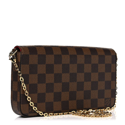 Louis Vuitton Damier Ebene Pochette Felicie Chain Wallet 2 of 10