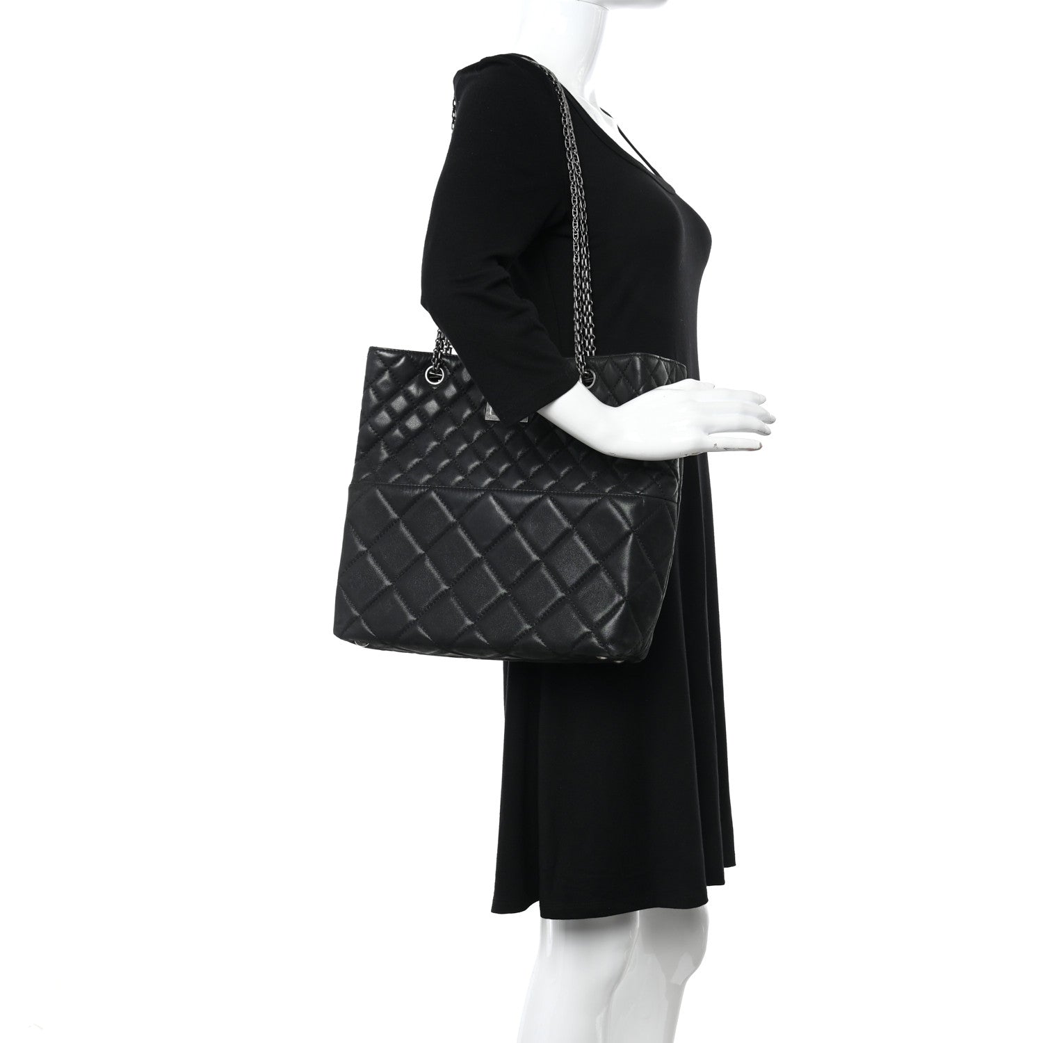 Chanel Iridescent Calfskin Quilted Reissue 2.55 Tote Black 2 of 10