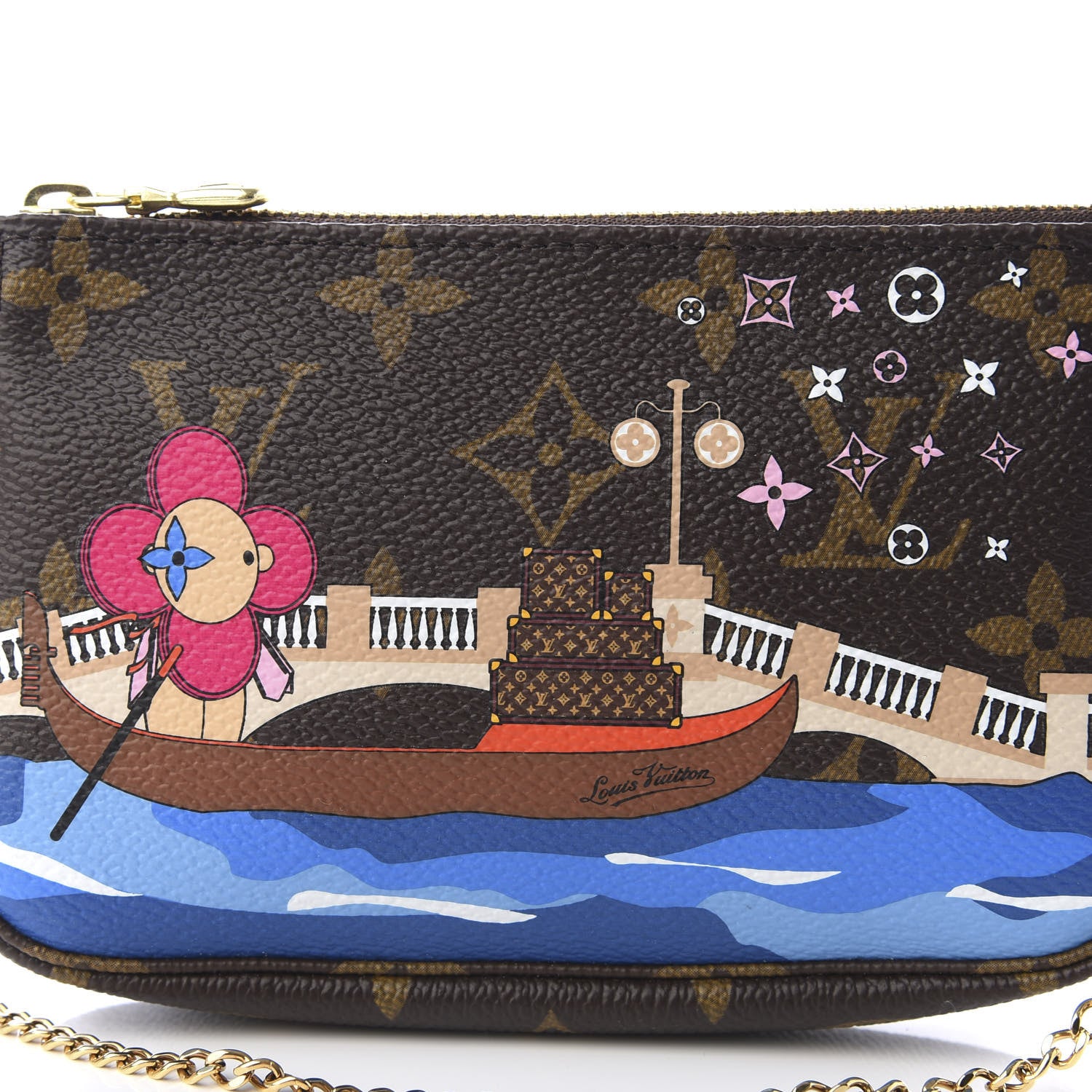 Louis Vuitton Monogram 2019 Christmas Animation Mini Venice Pochette Accessories Blue 8 of 9
