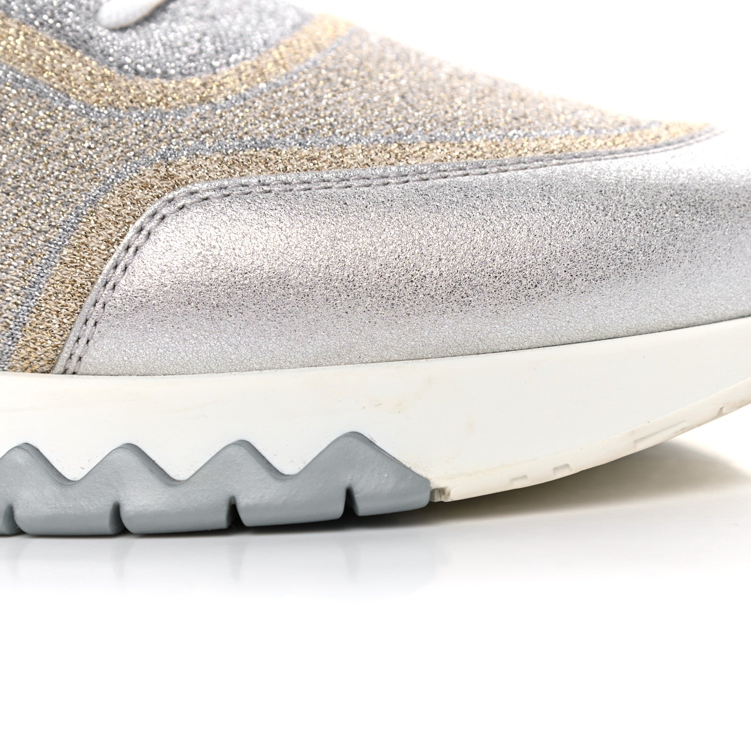 Hermes Metallic Knit Calfskin Suede Goatskin Bi-Color Womens Addict Sneakers 38 Multicolor Gris Argent 11 of 16