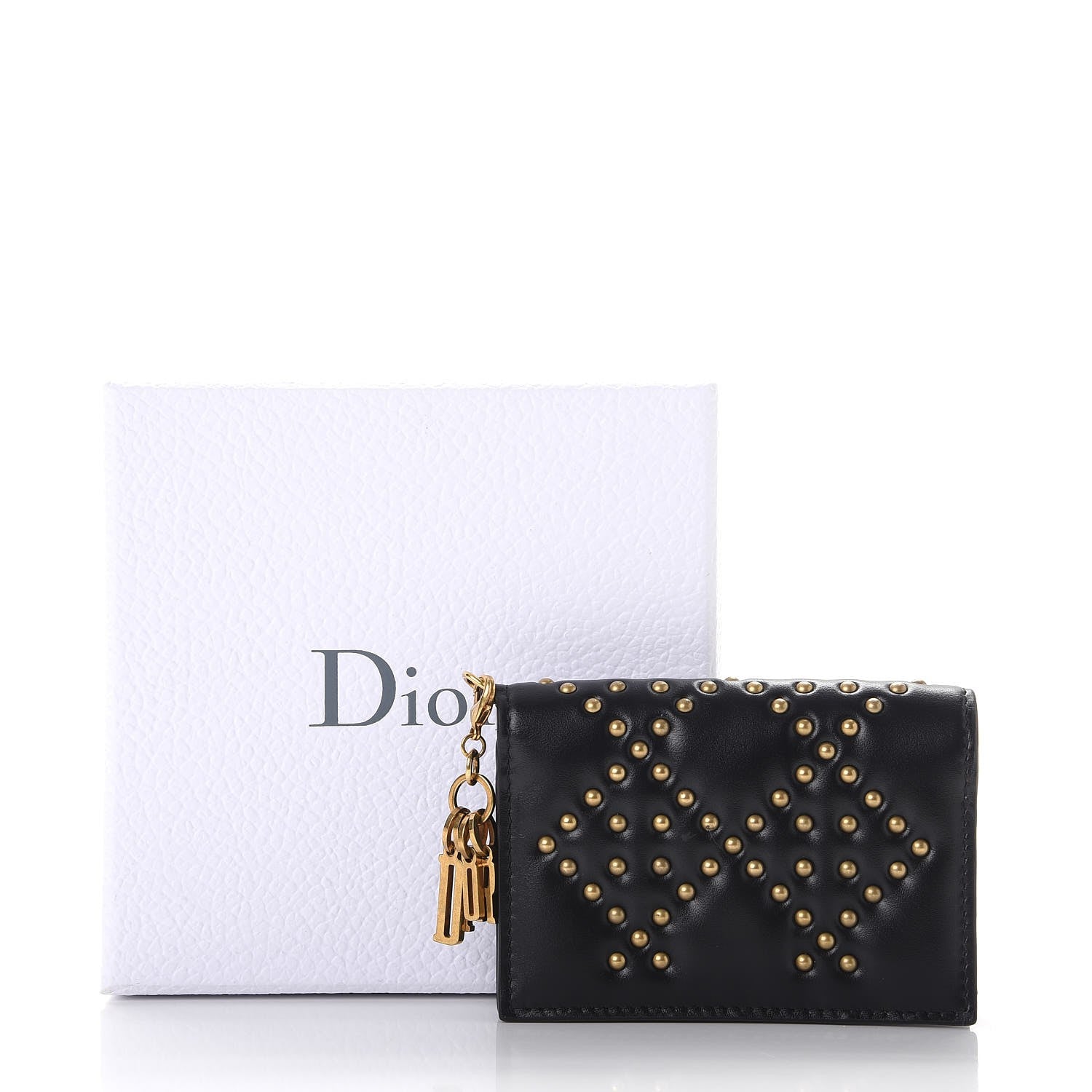Christian Dior Lambskin Cannage Studded Lady Dior Card Holder Black 8 of 8