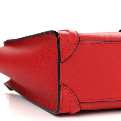 Celine Drummed Calfskin Nano Luggage Coquelicot 10 of 14