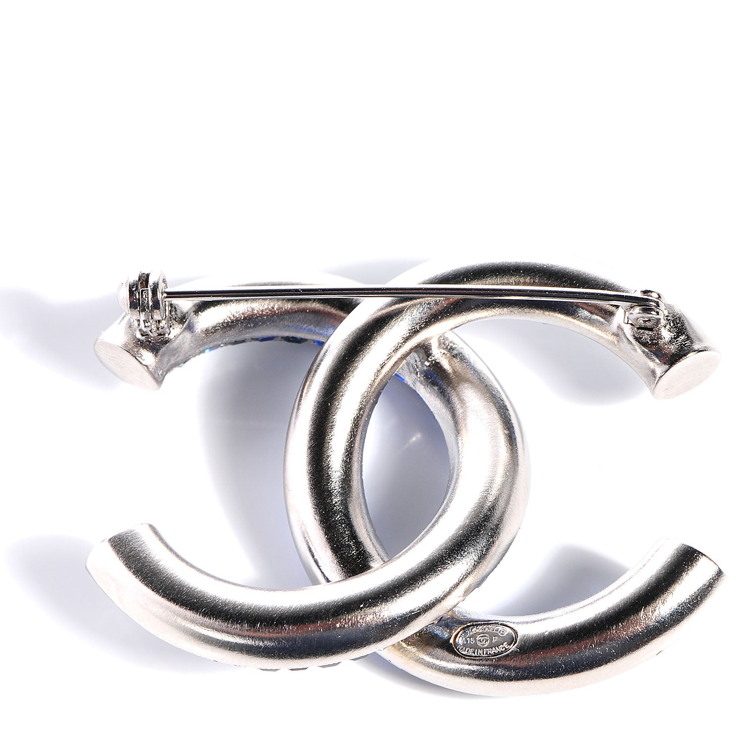Chanel Crystal Baguette CC Brooch Blue 3 of 5