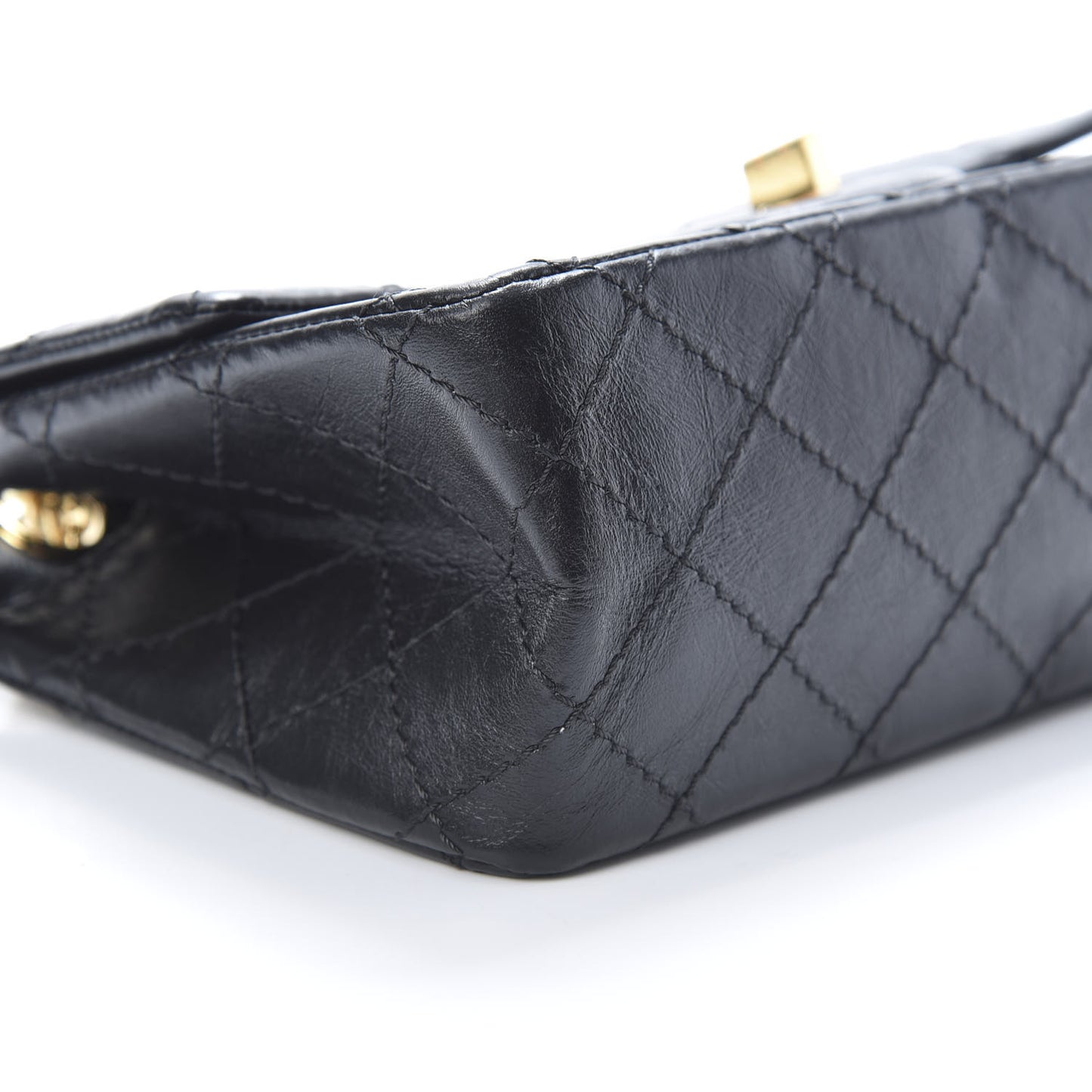 Aged Calfskin Quilted 2.55 Reissue Mini Flap Black