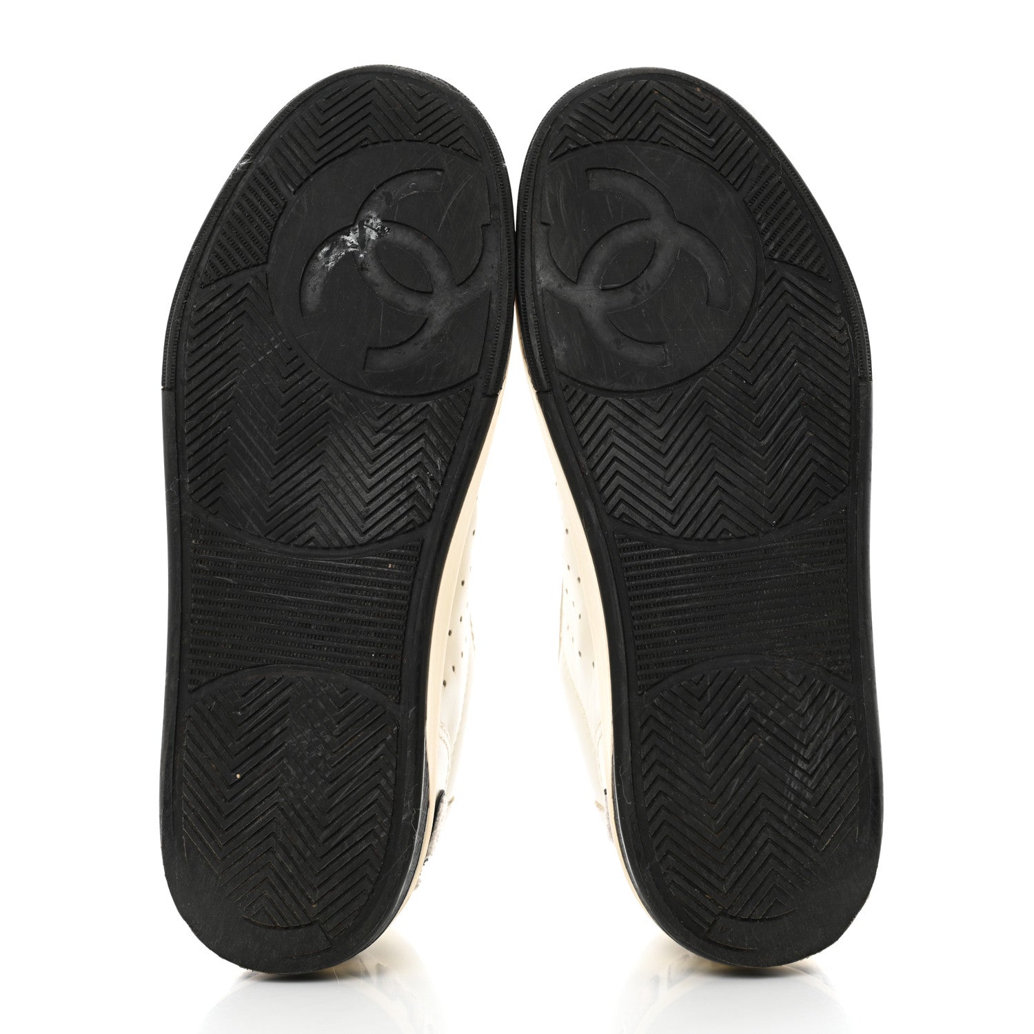 Chanel Calfskin Womens Logo Sneakers 39.5 White Black 5 of 10