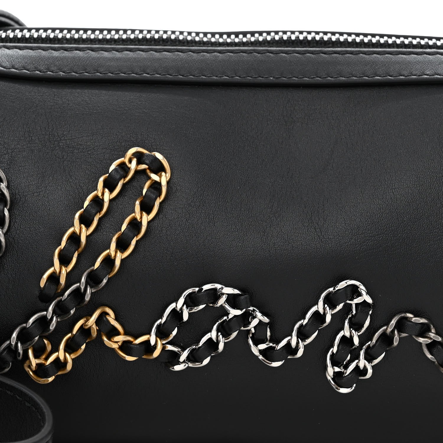 Chanel Calfskin Chain 20s Signature Bowling Bag Black 8 of 10