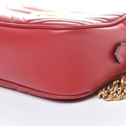 Gucci Calfskin Matelasse Small GG Marmont Chain Shoulder Bag Hibiscus Red 10 of 11