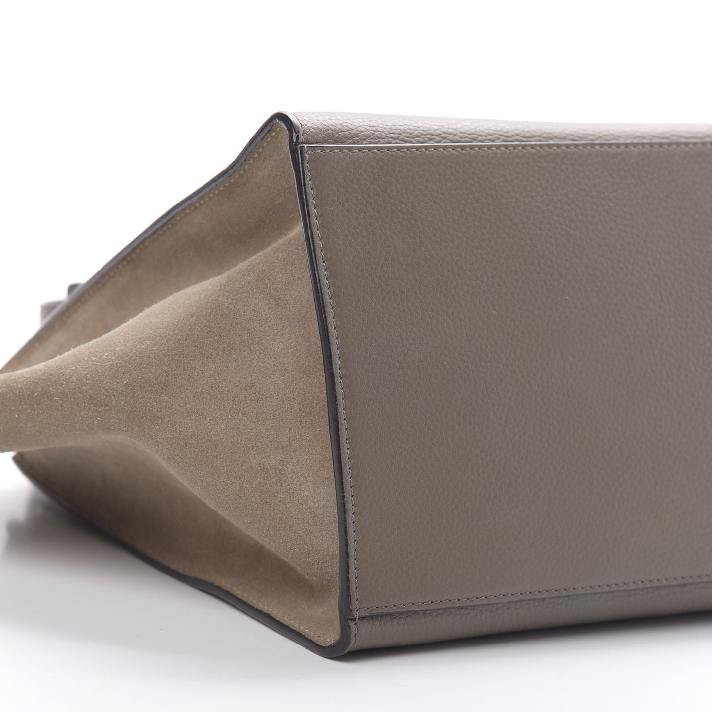 Drummed Calfskin Suede Medium Trapeze Souris