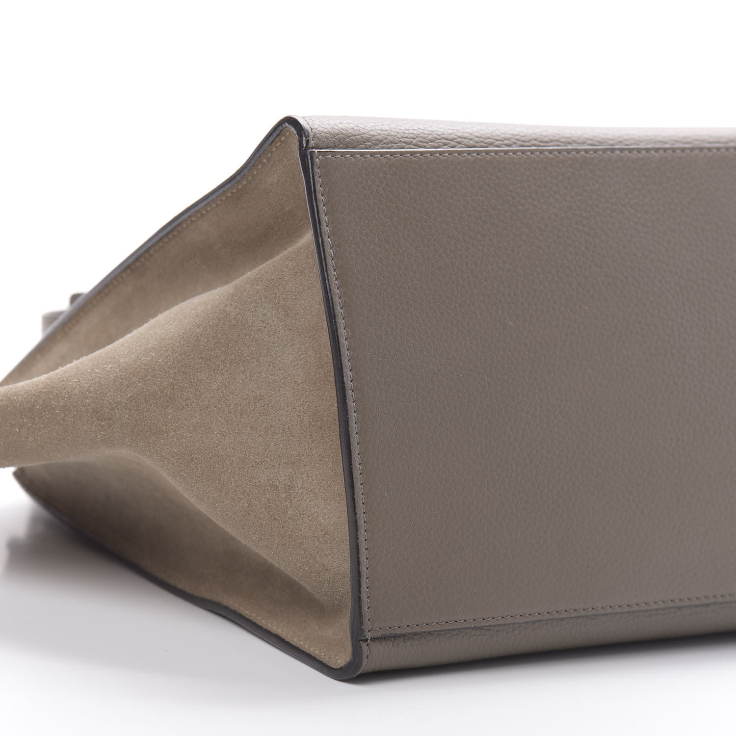 Celine Drummed Calfskin Suede Medium Trapeze Souris 7 of 8