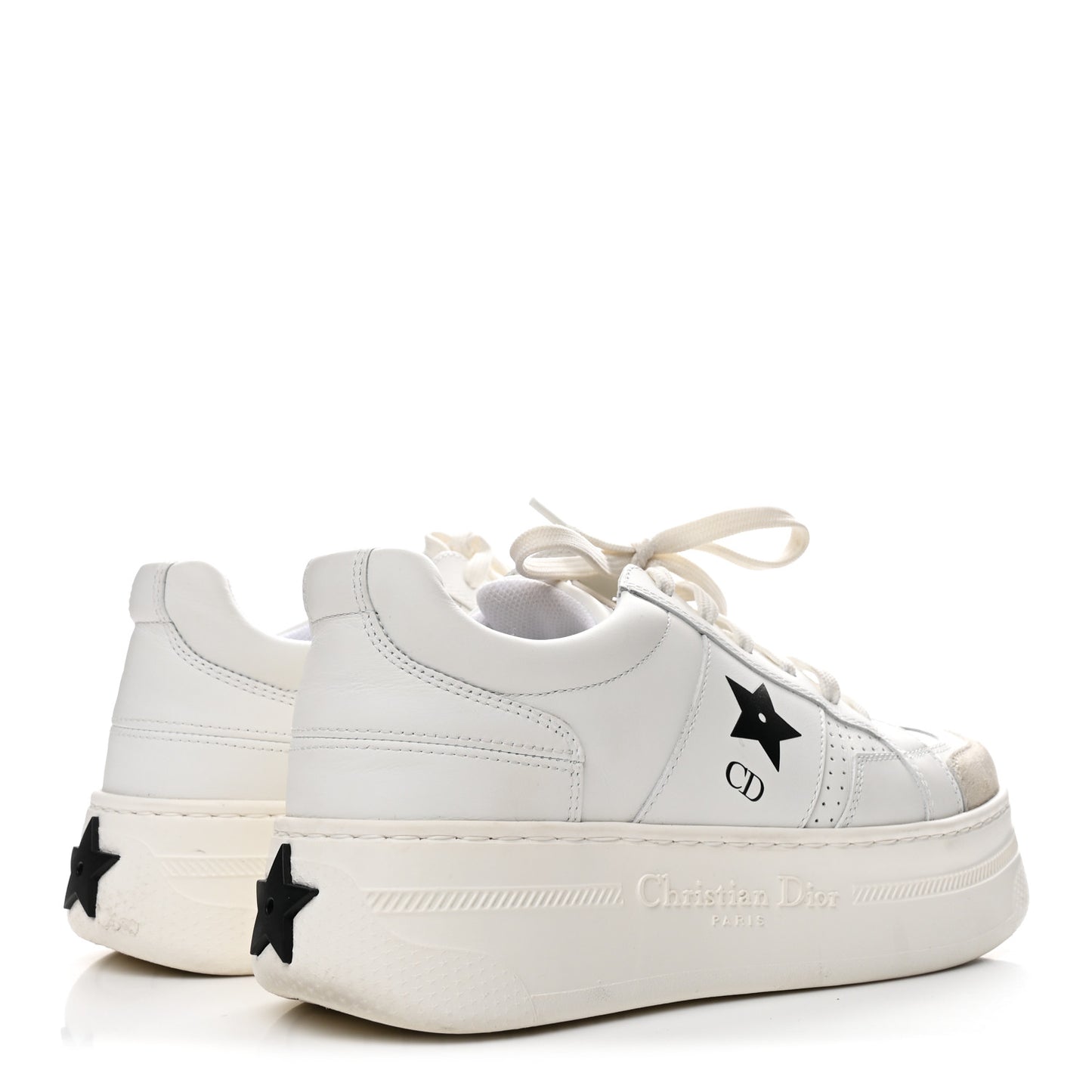 Calfskin Suede Dior Star Ors Platform Sneakers White Black 36.5 White Black