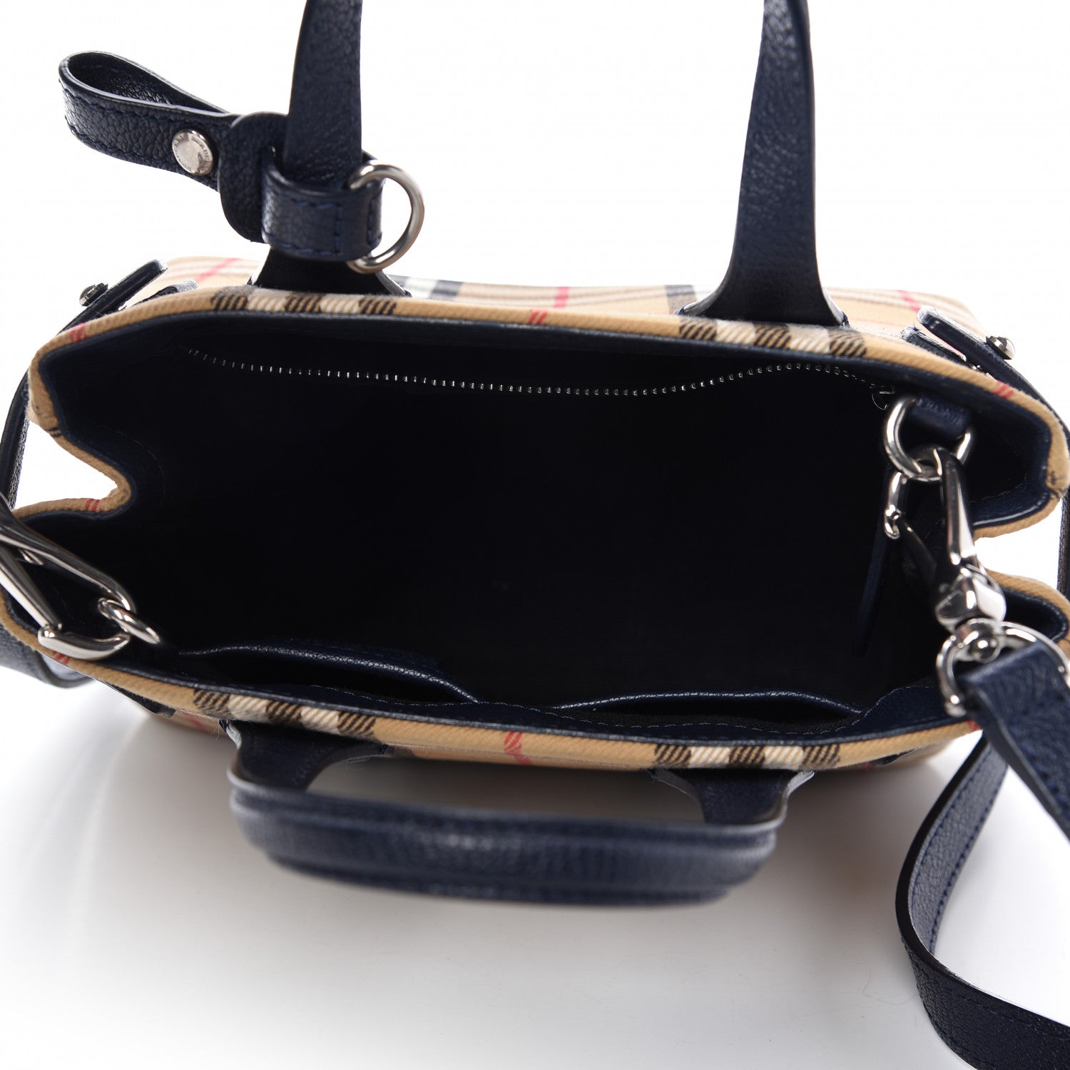 Burberry Goatskin Vintage Check Baby Banner Tote Regency Blue 5 of 11