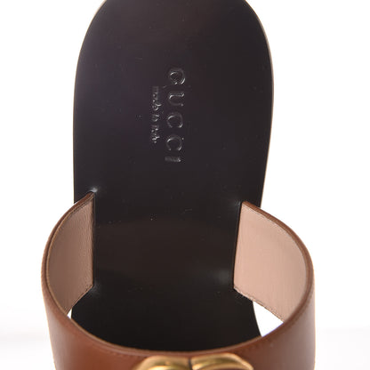 Gucci Calfskin GG Marmont Thong Sandals 37.5 Cognac 10 of 13