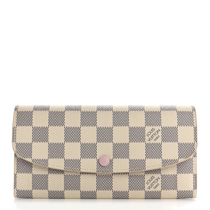 Louis Vuitton Damier Azur Emilie Wallet Rose Ballerine 1 of 10