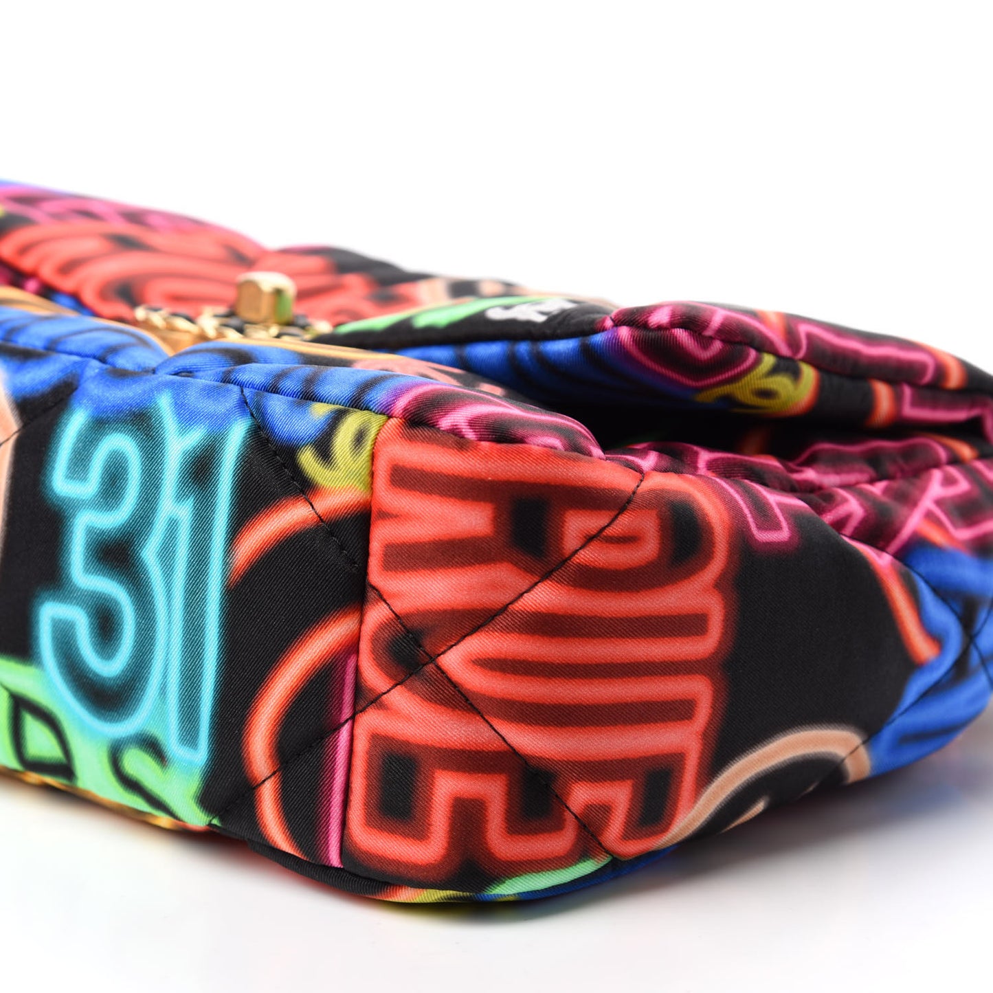 Fabric Printed Medium 19 Flap Black Multicolor