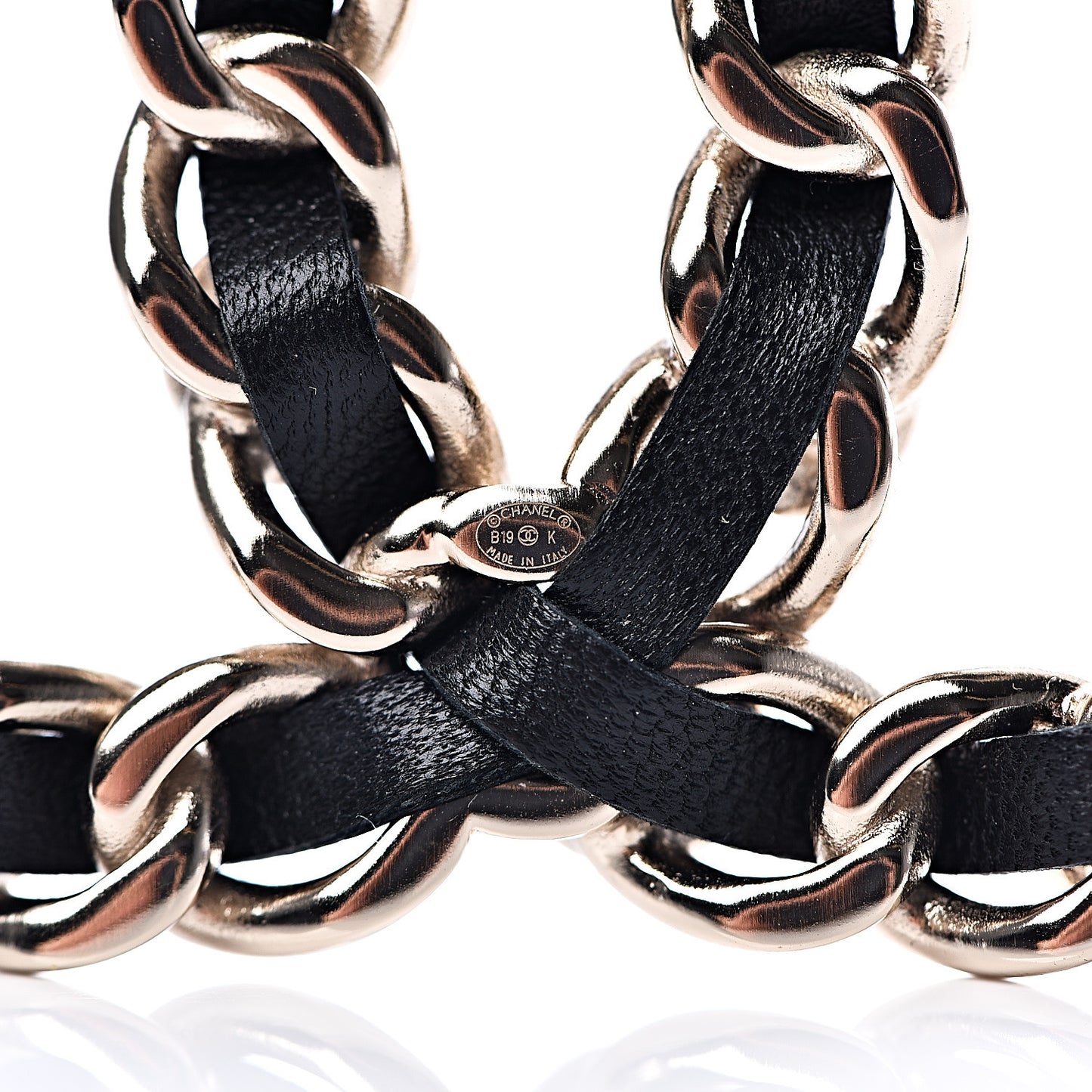 Lambskin Pearl CC Chain Brooch Black Gold